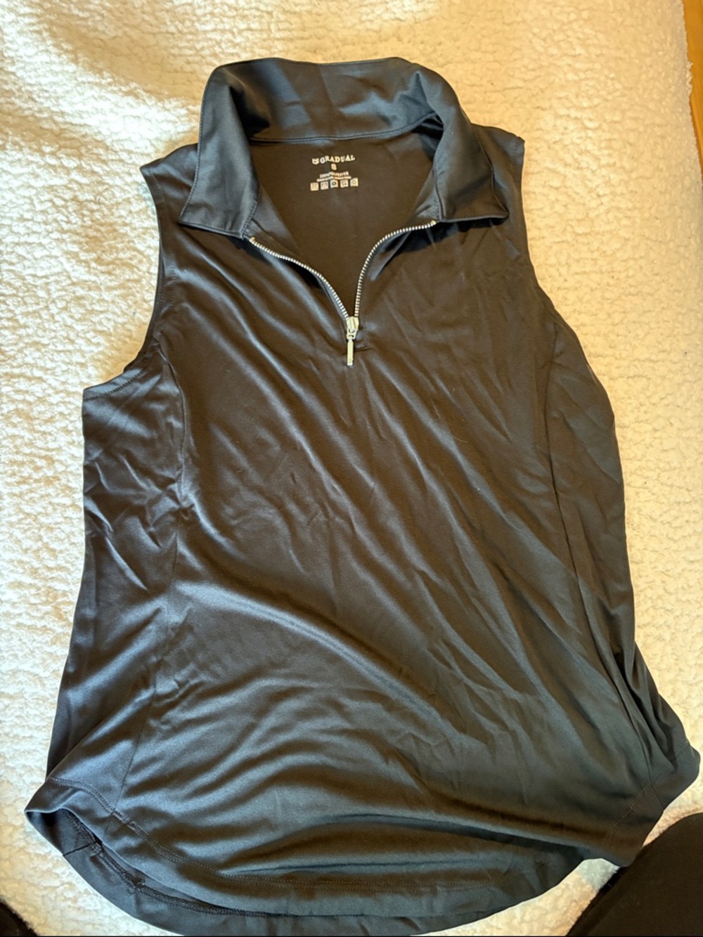 Goredal Women’s Black Sleeveless Zip Polo Tank